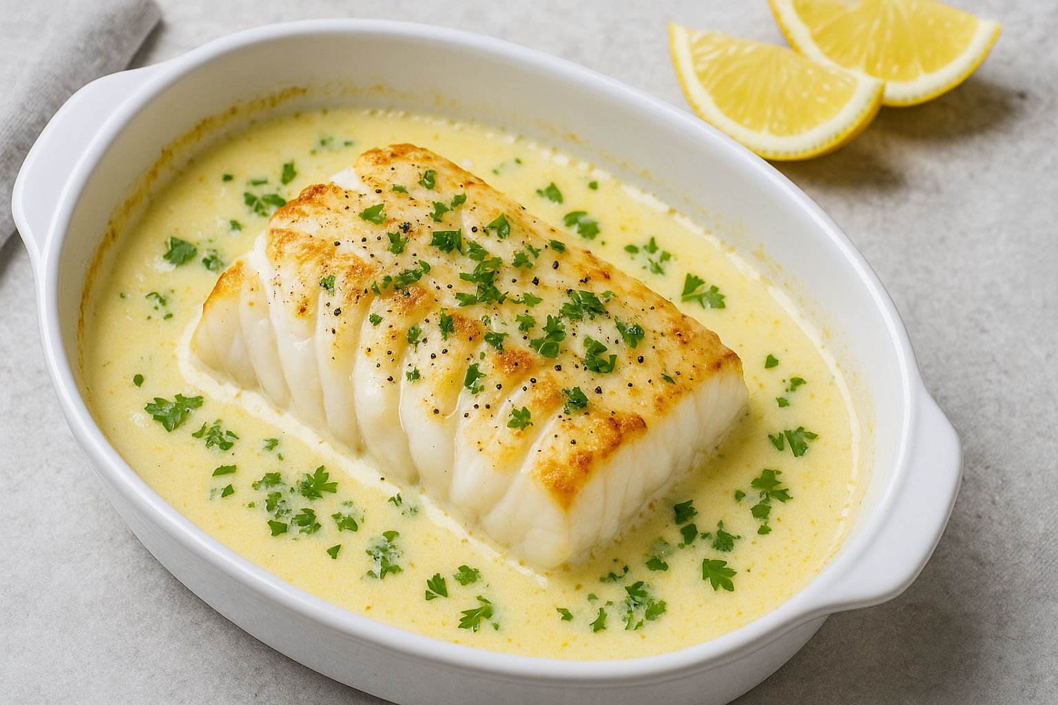 Dos de cabillaud au four à la crème