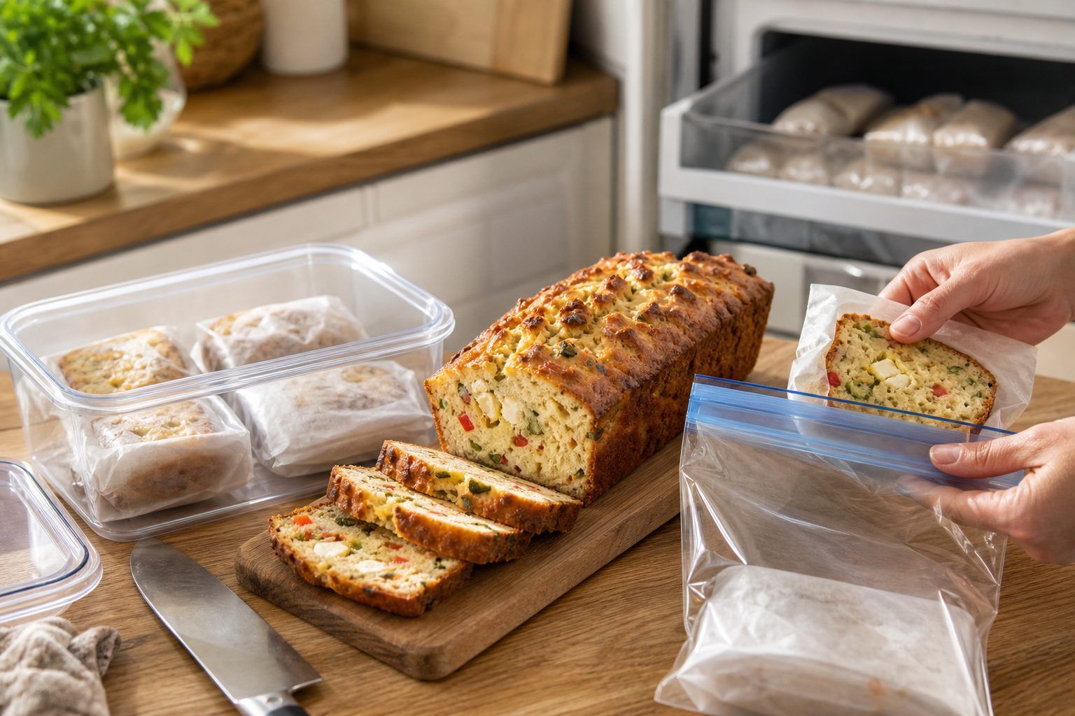 Couper, emballer et réchauffer un cake salé sans le dessécher