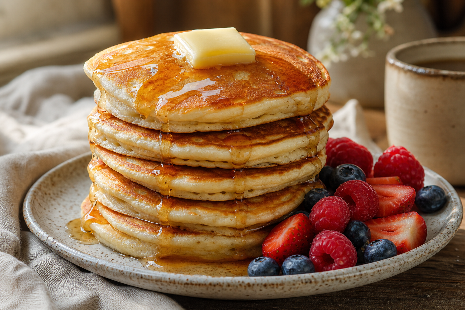 Cette recette de pancakes américains donne une pile moelleuse