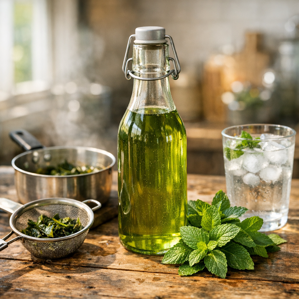 Ce sirop de menthe maison parfume l’été sans colorant